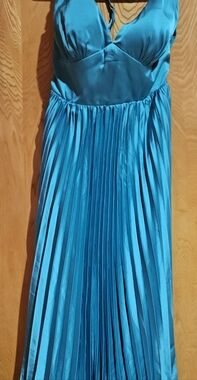 Pleated Turquoise Maxi dress Women